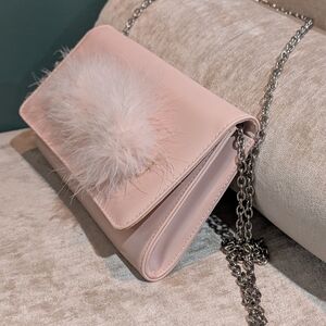 Steve Madden Blush Pink Clutch with Silver Chain-New